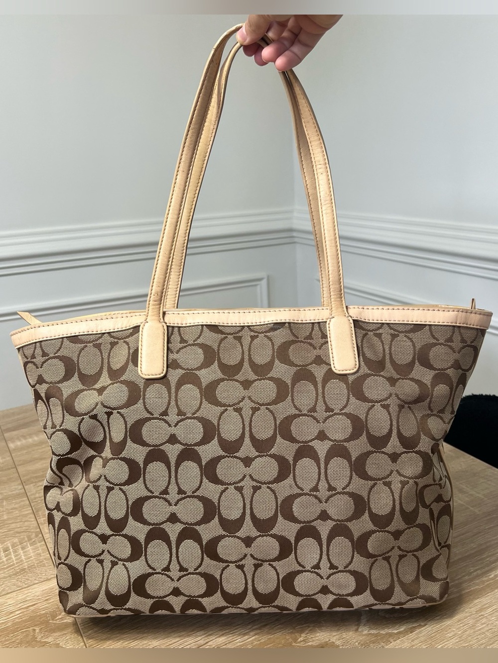 Coach Signature Canvas Legacy Weekend Zip Top Tote Bag